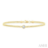 1/4 Ctw Round Cut Diamond Curb Link Bracelet in 14K Yellow Gold