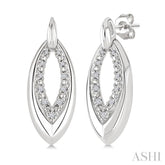 1/10 Ctw Marquise Shape Inner Link Round Cut Diamond Earrings in Sterling Silver
