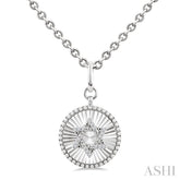 1/10 Ctw Round Fluted Medallion Round Cut Diamond Star of David Pendant With Chain in Sterling Silver