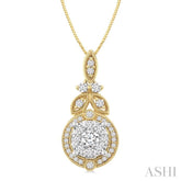 1/2 Ctw Lovebright Circular Shape Round Cut Diamond Pendant With Chain in 14K Yellow and White Gold