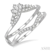 1/3 Ctw Tiara Baguette and Round Cut Diamond Insert Ring in 14K White Gold