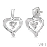 1/50 Ctw Round Cut Diamond Heart Earrings in Sterling Silver