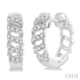 1/4 Ctw Petite Open Swirl Round Cut Diamond Fashion Huggies in 10K White Gold