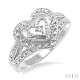 1/20 Ctw Heart Shape Round Cut Diamond Ring in Sterling Silver