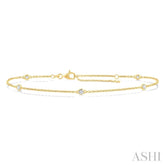 1/4 Ctw Round Cut Diamond Station Bracelet in 14K Yellow Gold