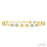 3/4 Ctw Lovebright Button Shaped Link Round Cut Diamond Bracelet in 14K Yellow and White Gold