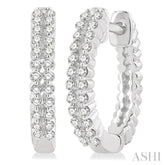 1/4 Ctw Petite Twin Row Round Cut Diamond Fashion Huggies in 10K White Gold