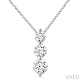 1/4 Ctw Round Cut Diamond Three-Stone Snowman Pendant With Chain in 14K White Gold