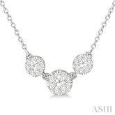 1/3 Ctw 3-Stone Lovebright Round Cut Diamond Necklace in 14K White Gold