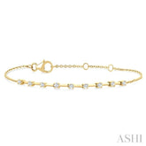 1/4 Ctw Round Cut Diamond Floating Fashion Chain Bracelet in 10K Yellow Gold