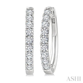1 Ctw Round Cut Diamond Hoop Earrings in 14K White gold