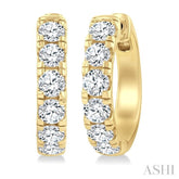 3 Ctw Round Cut Diamond Hoop Earrings in 14K Yellow gold