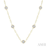 1 Ctw Lovebright Round Cut Diamond Paperclip Station Necklace in 14K Yellow and White Gold