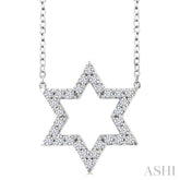1/4 Ctw Star of David Round Cut Diamond Fashion Pendant With Chain in 14K White Gold