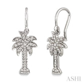 1/4 Ctw Palm Tree Round Cut Diamond Earrings in 14K White Gold