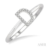 1/20 Ctw Initial 'D' Round Cut Diamond Fashion Ring in 10K White Gold