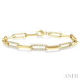 1 Ctw Round Cut Diamond Paperclip Bracelet in 10K Yellow Gold