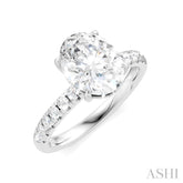 1/3 Ctw Oval Shape Round Cut Diamond Semi-Mount Engagement Ring in 14K White Gold