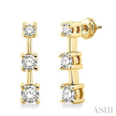 1 Ctw Round Cut Diamond Earrings in 14K Yellow Gold