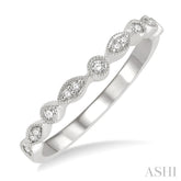 1/10 Ctw Marquise and Circular Lattice Round Cut Diamond Wedding Band in 14K White Gold