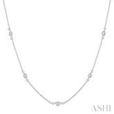 1/2 Ctw Marquise Cut Diamond Station Necklace in 14K White Gold