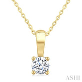 1/3 Ctw Prong Set Round Cut Diamond Solitaire Pendant With Chain in 14K Yellow Gold