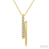 1/6 Ctw Cylindrical Bars Round Cut Diamond Fashion Pendant With Chain in 14K Yellow Gold