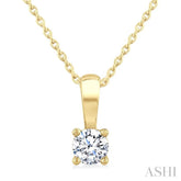 1/4 Ctw Prong Set Round Cut Diamond Solitaire Pendant With Chain in 14K Yellow Gold