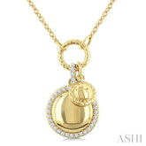 1/6 Ctw Circle Charm Round Cut Diamond Pendant With Chain in 10K Yellow Gold
