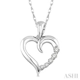 1/10 Ctw Round Cut Diamond Heart Shape Journey Pendant in 10K White Gold with Chain