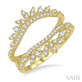 1/2 Ctw Pod Accent Crown Round Cut Diamond Insert Ring in 14K Yellow Gold