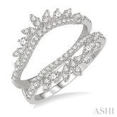 1/2 Ctw Pod Accent Crown Round Cut Diamond Insert Ring in 14K White Gold