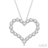3 Ctw Heart Shape Round Cut Diamond Pendant With Chain in 14K White Gold