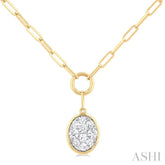 1/4 Ctw Lovebright Oval Shape Round Cut Diamond Paperclip Necklace in 14K Yellow & White Gold