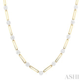 1 1/3 Ctw Lovebright Round Cut Diamond Paperclip Necklace in 14K Yellow and White Gold