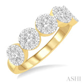 1 Ctw 5-Stone Lovebright Round Cut Diamond Band in 14K Yellow and White Gold