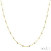1 Ctw Bezel Set Round Cut Diamond Station Necklace in 14K Yellow Gold