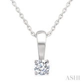 1/10 Ctw Prong Set Round Cut Diamond Solitaire Pendant With Chain in 14K White Gold