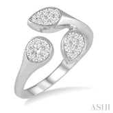 1/3 Ctw Lovebright Open Center Mixed Shape Mounts Round Cut Diamond Fashion Ring in 10K White Gold