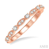 1/4 Ctw Lattice Marquise and Circular Mount Round Cut Diamond Stackable Band in 14K Rose Gold