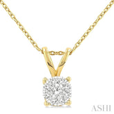 1/3 Ctw Lovebright Chevron Bail Round Cut Diamond Solitaire Pendant With Chain in 14K Yellow and White Gold