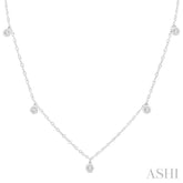 1/3 Ctw Lovebright Circular Mount Round Cut Diamond Station Necklace in 14K White Gold