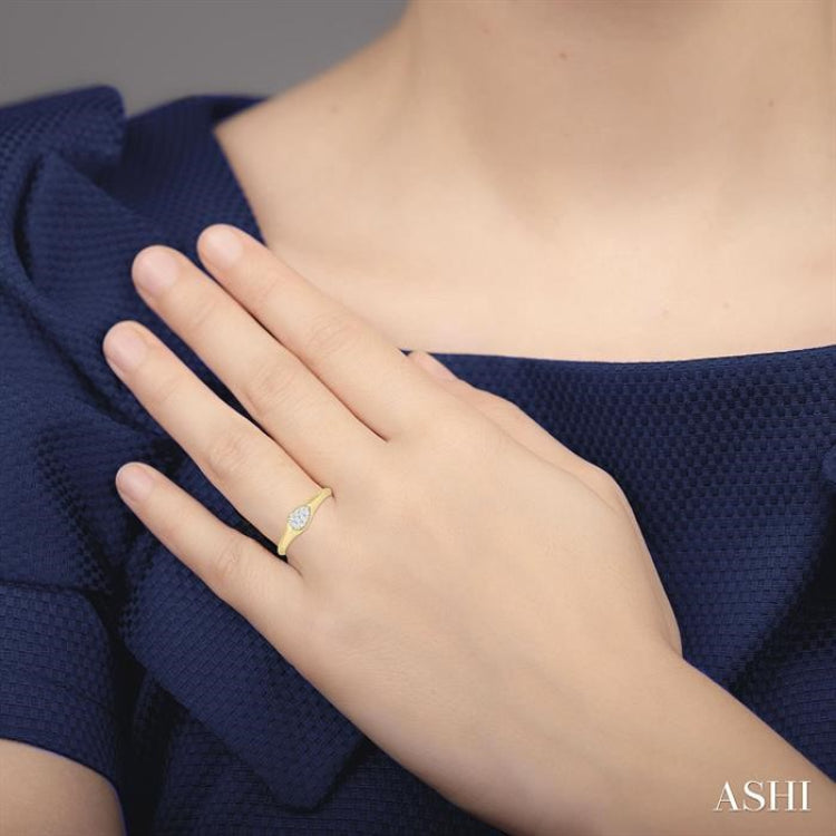 1/10 Ctw Pear Shape Lovebright Diamond Ring in 14K Yellow and White Gold