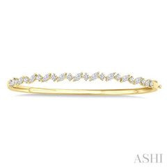 1 1/3 Ctw Marquise and Round Cut Diamond Stackable Bangle in 14K Yellow Gold