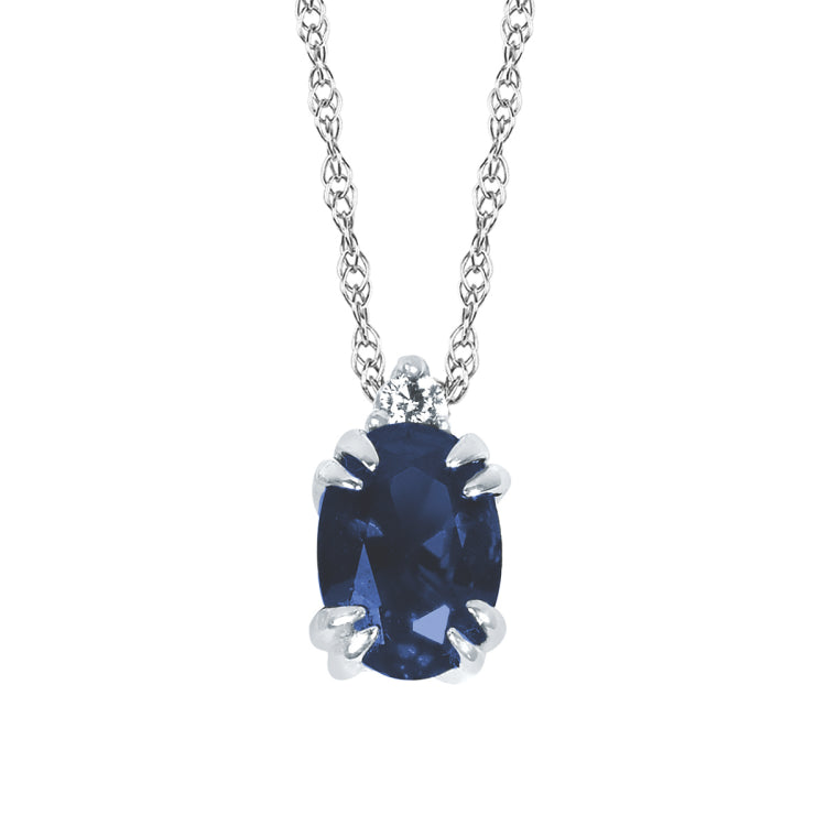 10KT .02CT (1)DIA/7X5 OV CREATED SAPH PEND
