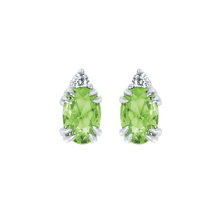 10KT.04CT(2)DIA 6X4OV PERIDOT EARS
