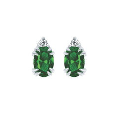 10KT.04CT(2)DIA 6X4OV SIMULATED EMERALD EARS