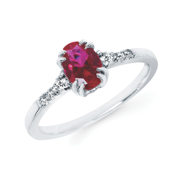 10KT.09CT(8)DIA/7X5OV CR RUBY LDS RG