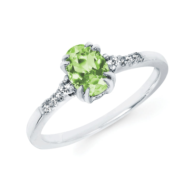 10KT.09CT(8)DIA/7X5OV PERIDOT LDS RG
