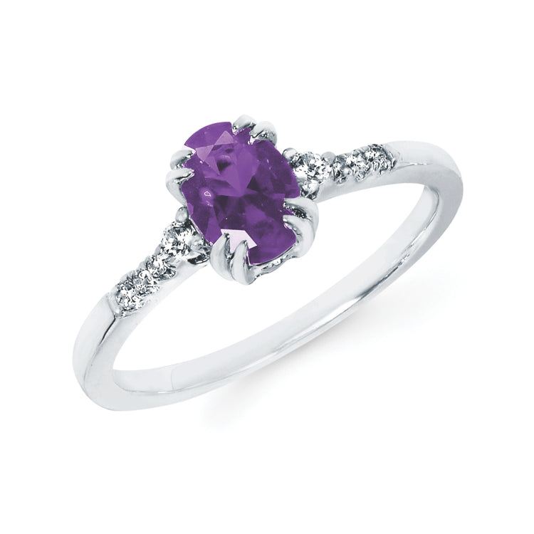10KT.09CT(8)DIA/7X5OV AMETHYST LDS RG